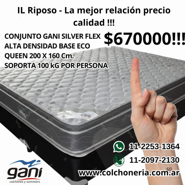 Nuevo Gani Silver Flex Colchón y Sommier Eco Queen 200 x 160 cm